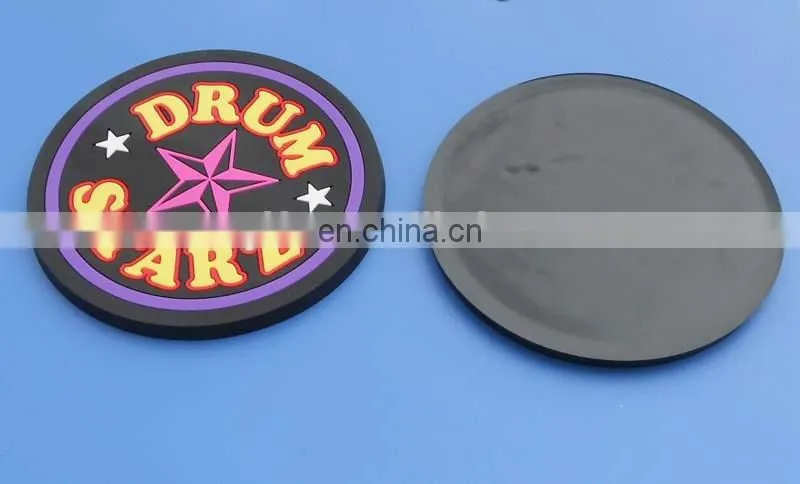 Soft pvc white color round shape colorful company logo soft pvc cup coaster