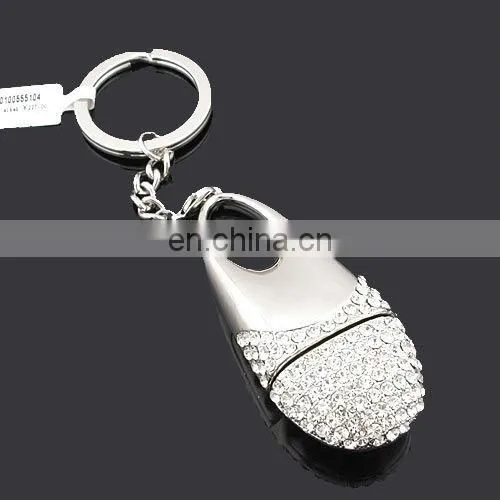 The point of full of diamond silver gold usb key ring