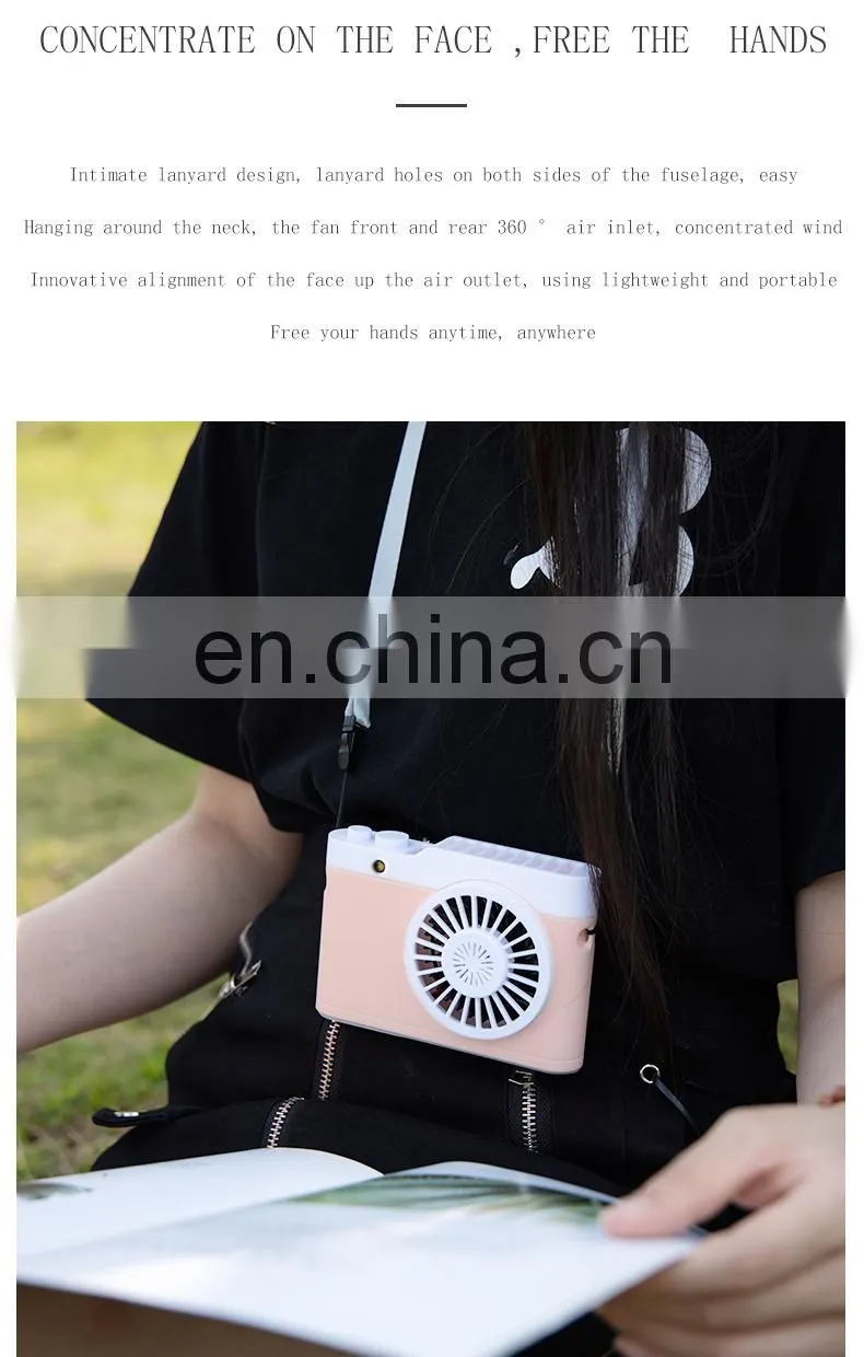 Summer Outdoor Camera Shape 3 Speed Car Hand Hold Power Banks Mini UBS Fans With Light