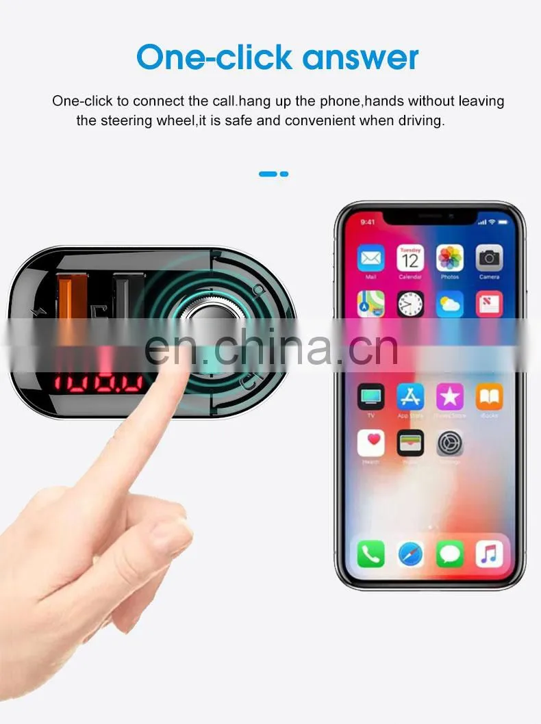 Feixin 2021 New Product Car Charge Cigarette Lighter C7 Wireless Charging 15W Can Charge Through The Phone Case Drop Shipping
