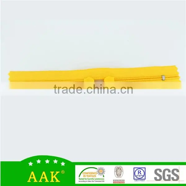 Nylon zipper with head to head sliders