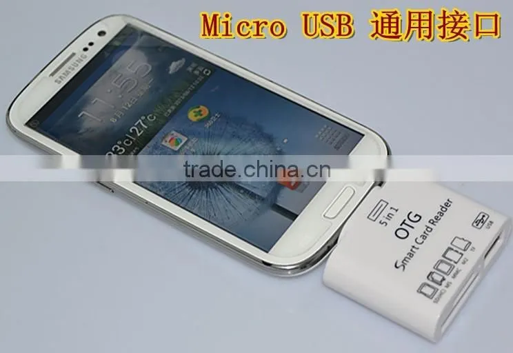 5 in 1 OTG Smart Micro USB SD Card Reader for Samsung galaxy note/Smart Phone ,smart card reader writer for HTC