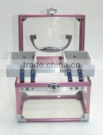 2013 new design aluminum exquisite acrylic case with handle and locks size 190*110*110