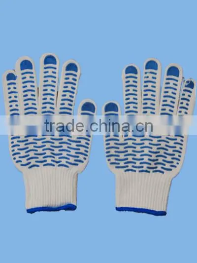 bleached white pvc dotted cotton glove