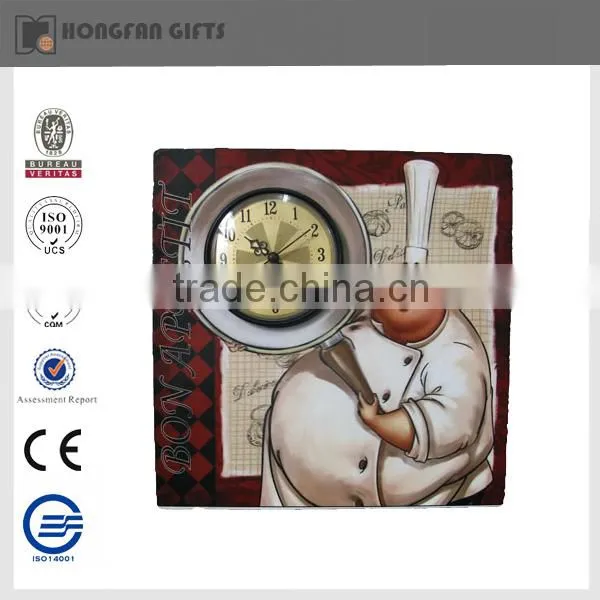 metal chef figurines home decor wall clock