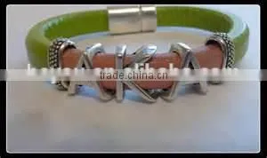 magnetic leather handmade bracelet bangle greek Sigma Gamma Rho Sorority Greek SGR custom LOGO Fraternity Sorority jewelry