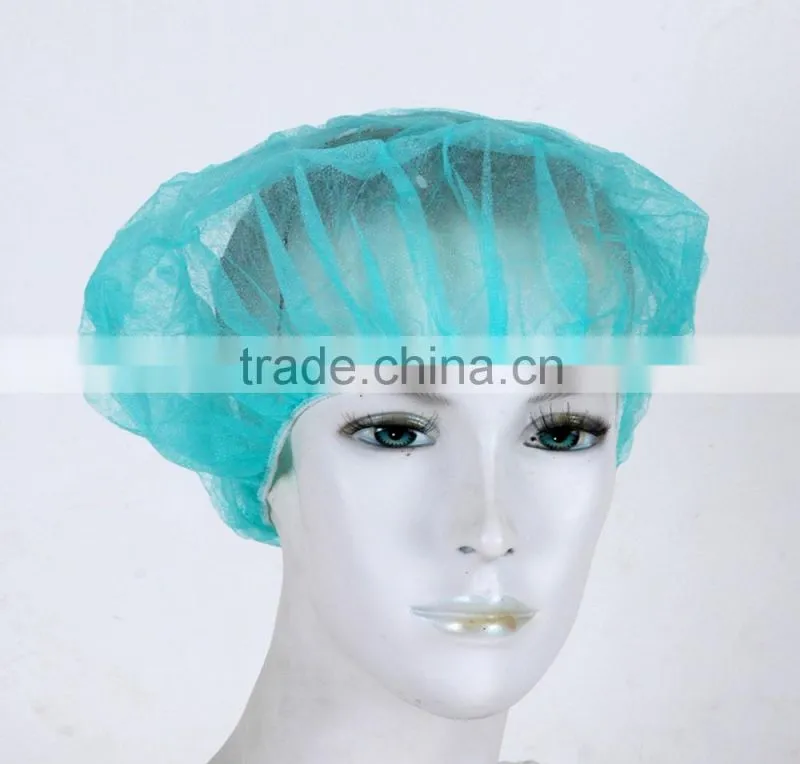 21" PP non woven 10gsm Bouffant Caps round caps white blue green orange pink colorful latex free elastic