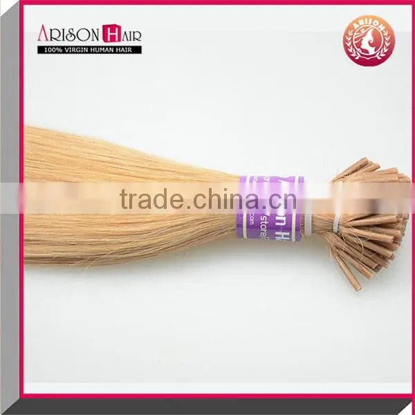 Arisonhair wholesale product keratin tipped i tip hair extension brazilian virgin human blonde pre-bonded hair extension