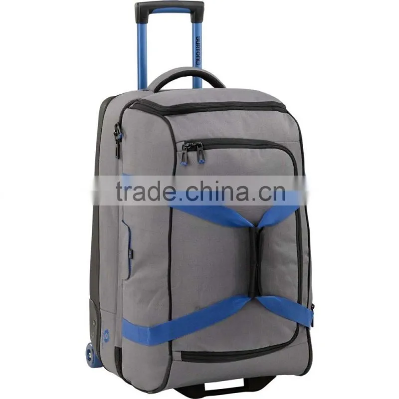 custom grey soft holiday travel trolley bag with many compartments
