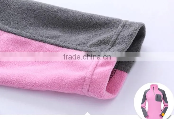 Outdoor contrast color polar fleece jacket