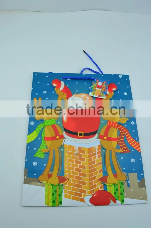 Christmas shopping bags with Santa Claus
