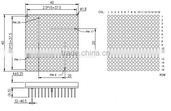Super Bright RED Color Dip series NEWSHINE FND LED 1.9mm LED Matrix 8x8
