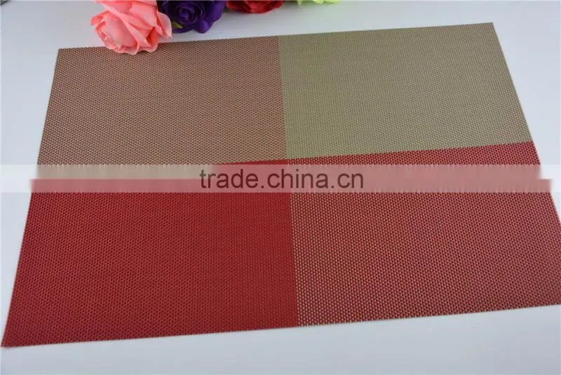 2015 New Arrival light color red with leige Placemat Fashion Adiabatic PVC Strip Weave Table Mat