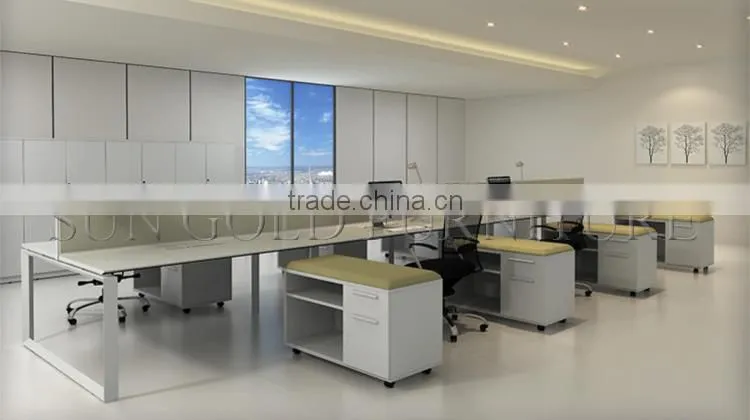 Modern 6 person office workstation partition with metal leg ( SZ-WS049-1)