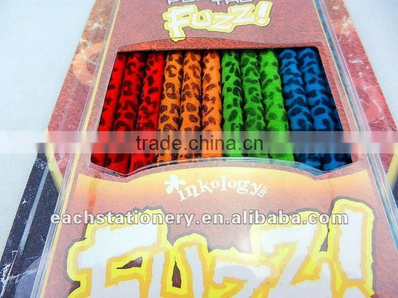 7'' drawing fuzzy color pencil gift pencil with color eraser for kids and students