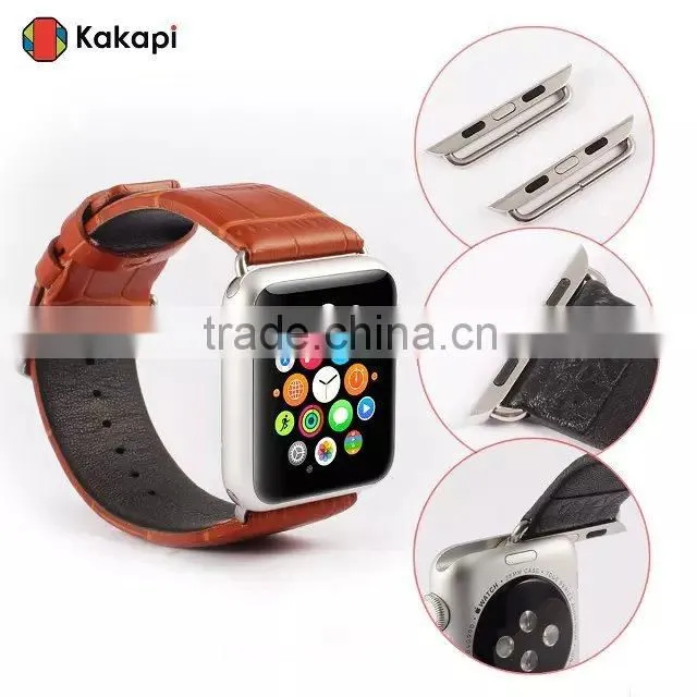 Kakapi Single Buckle Genuine Leather Watch Band Wrist Strap With Watchband Converter For 42MM Apple Watch MT-3910