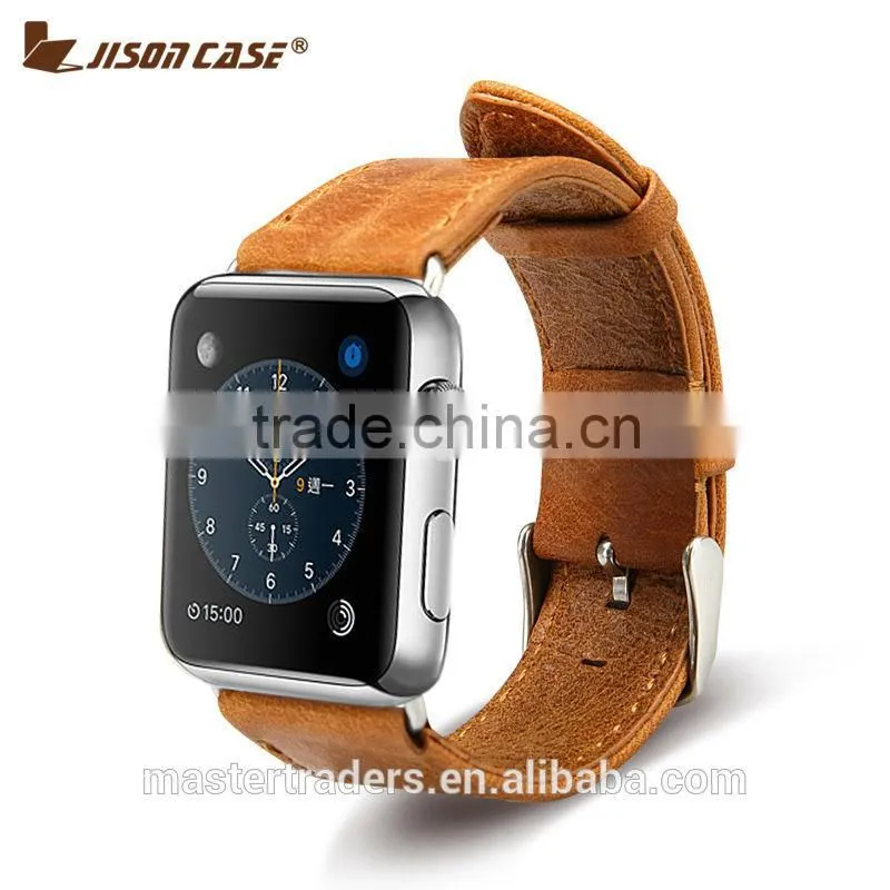 Original JISONCASE Retro Series Genuine Leather Watch Band Wrist Strap For 42MM Apple Watch MT-3528
