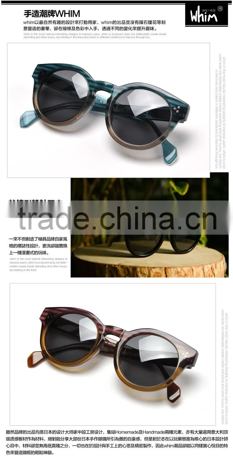 WHIM Vintage Round Frame Women Polarized Acetate Sunglasses