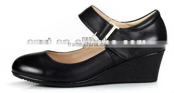 Fashion black ankle stripe girls school shoes