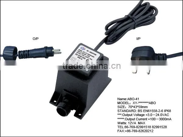 Rainproof ac adapter IP 44 rated