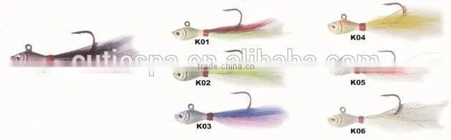 High quality CFF002 bucktail jig head lead head fishing skirt with hook FOR FISHING IN STOCK