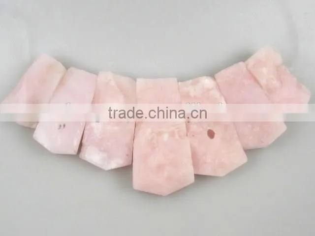 pink opal rectangle gemstone necklace