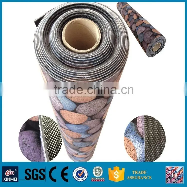 cobblestone printed brushed fabric pvc carpet roll