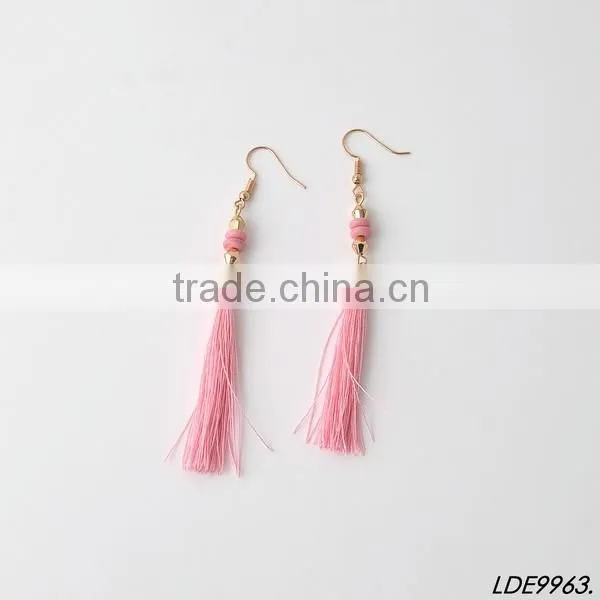 Gold beaded with pink disk adorable earrings