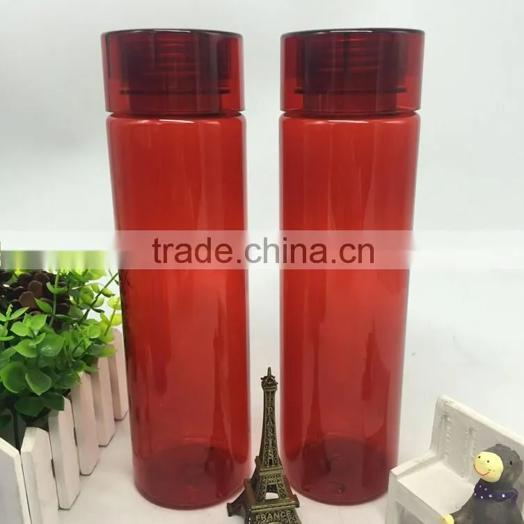 1L plastic water bottle translucent big size bottle with stainless steel circle leak proof 100% BPA free