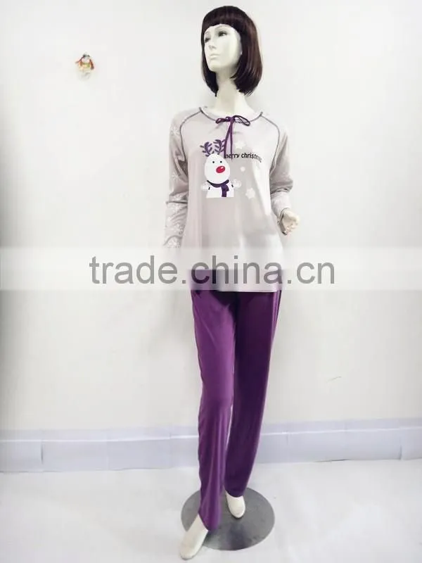Leisure simple cute snowman pajamas women