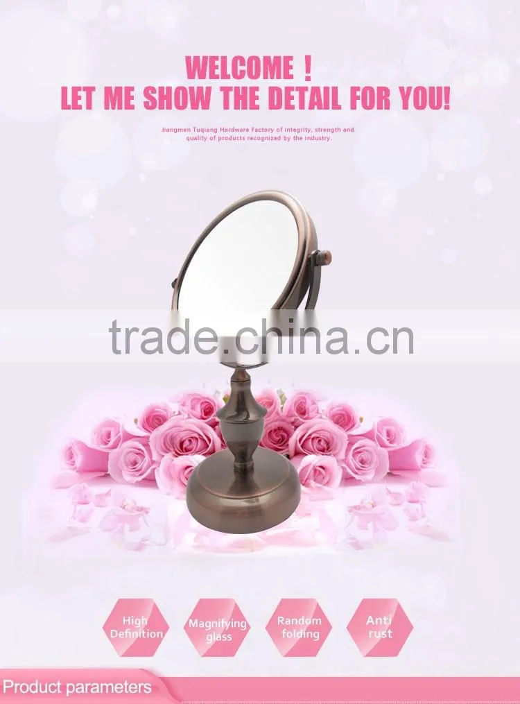 5X magnifying red bronze desktop free standing mirror