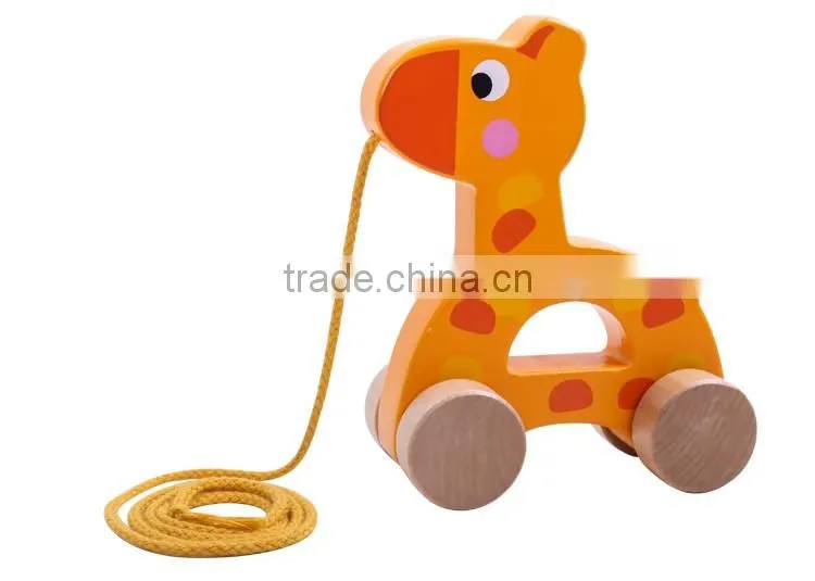 Zoo Animals Pull String Wooden Toy Pull Along Giraffe
