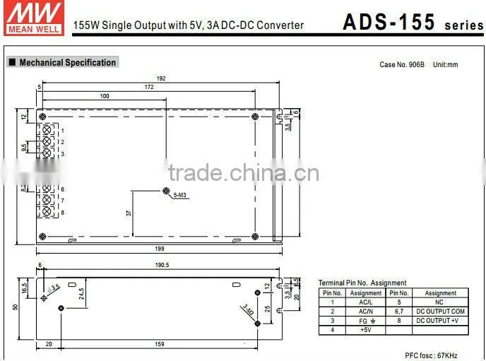 Mean Well UL CE CB TUV EMC ADS-15548 155W converter 155w 48v converter