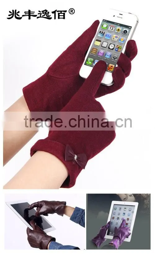 2015 warm ladies black opera long leather gloves