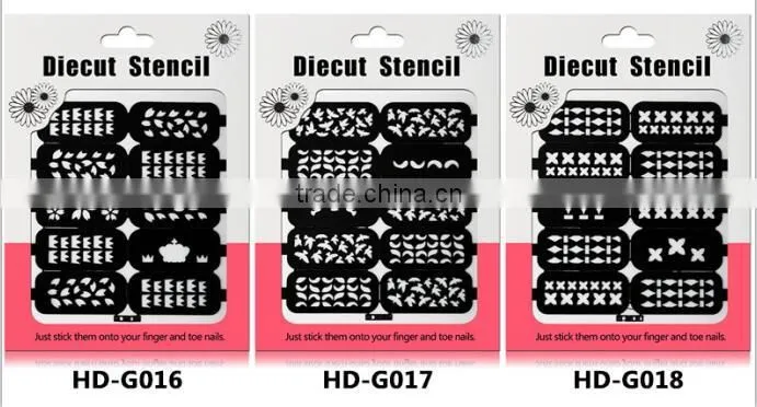 reusable stampling tool nail art stencil stickers HD 18styles nail Hollow stickers