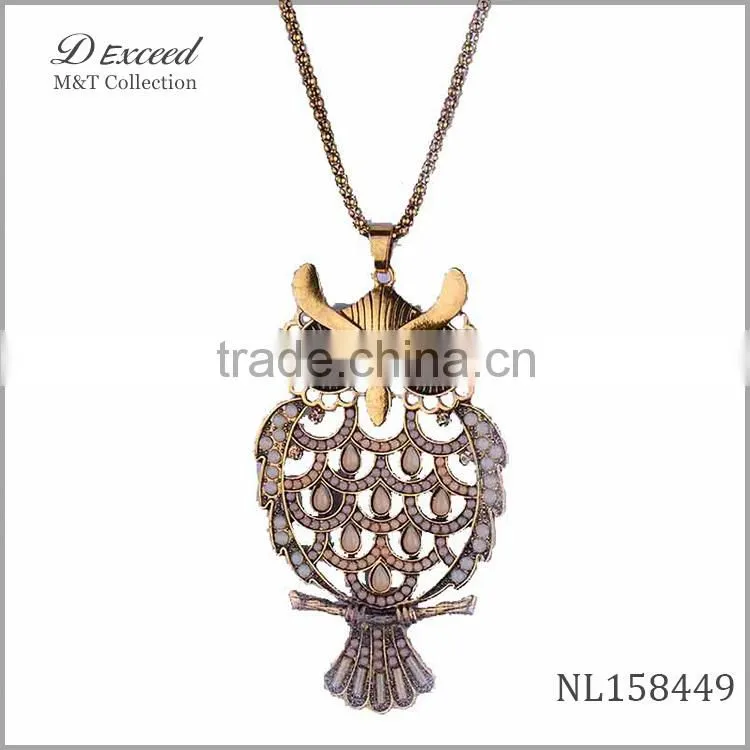 2015 trendy Hot Fancy gold plating owl necklace