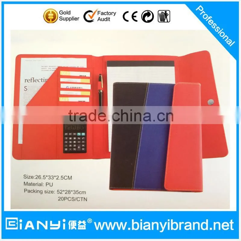 2016 NEW office stationery for A4 zipper PU/genuine leather portfolio