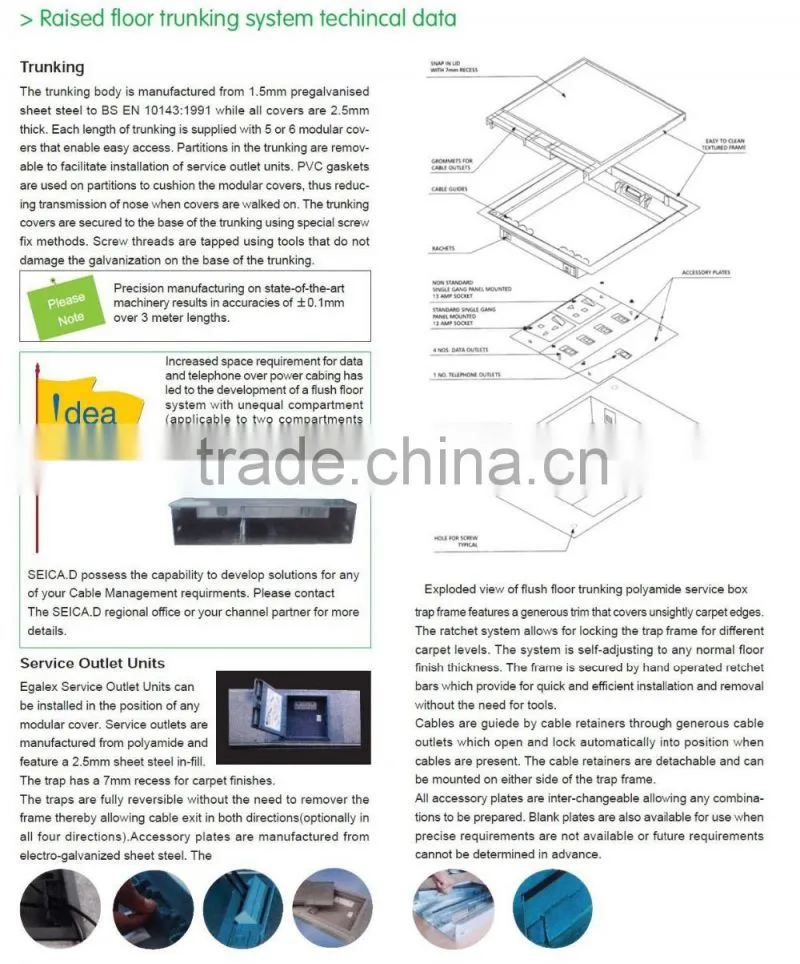 Electrical Floor Box/Floor Outlet Box/under floor service box with 13A SWITCHED SOCKET PLATES