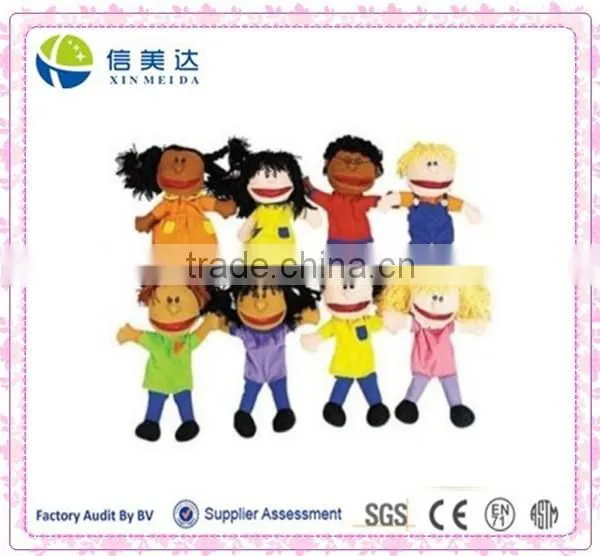 Plush Kids Hand Puppets Set of 8 Multi-Ethnic Educational Puppets