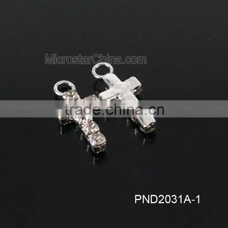 Fashion black color copper clear rhinestone cross locket pendant necklace