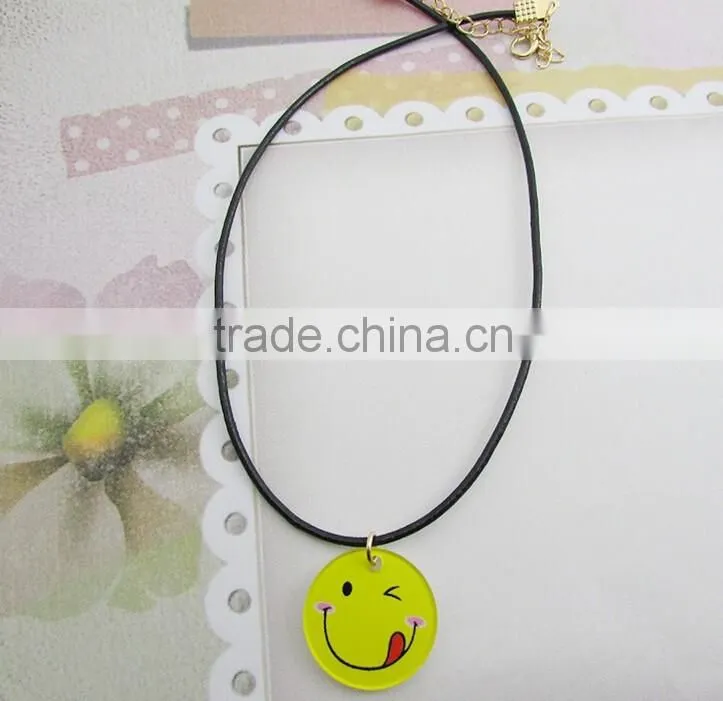 Wholesale IN STOCK 2016 New Emoji Smile Leather Necklace for Best Friends