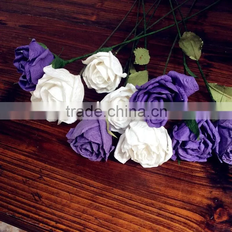 craft crepe paper flower, purple crepe paper flower, wedding decoration flower