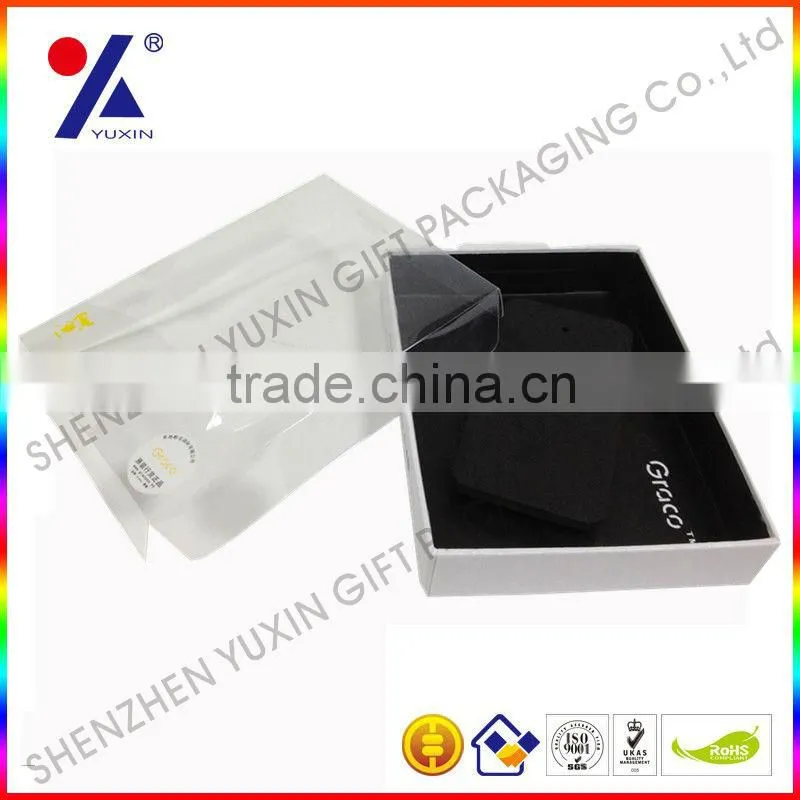 hot sell top quality hard paper gift box with clear window for iphone case/ ipad case packaging box factory price/free sample