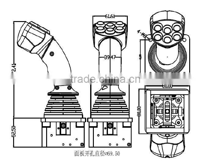 OMH60 series 2-axis joystick (6 + 1 button) 2-axis +7 button Hall industrial joystick