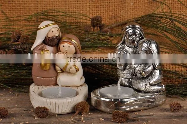 Polyresin nativity set candlestick