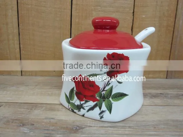 3 Pcs Ceramic Food Use Storage Jar Set with Lid