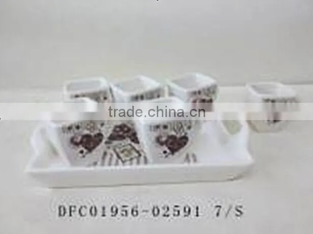 2016 Latest Ceramic Oval Shape Plate with Coffee Bean Decal