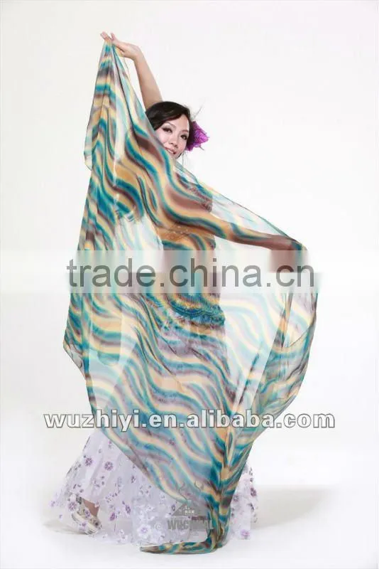 Wuchieal Silk Belly Dance Veil in Gradation Colors, Dance Accessory in Belly Dance Performance
