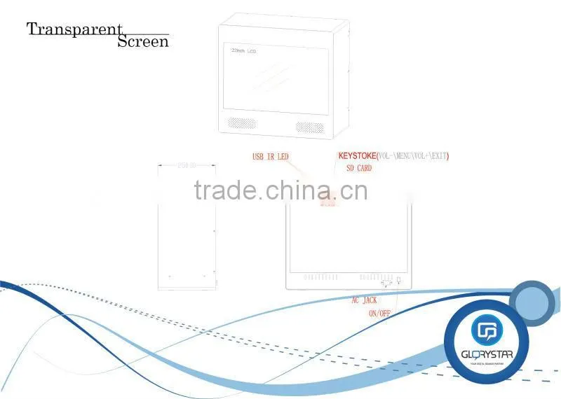 21.5" inch Transparent screens ad displays for retail and sales promotion fairs events sales