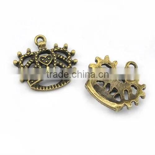 Little Hollow Antique Bronze Alloy Crowns Charm